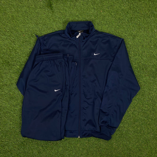 00s Nike Tracksuit Jacket + Joggers Set Blue Small