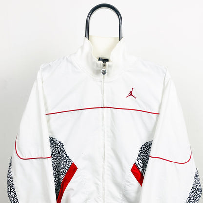 00s Nike Air Jordan Windbreaker Track Jacket White Small - Vintage Box