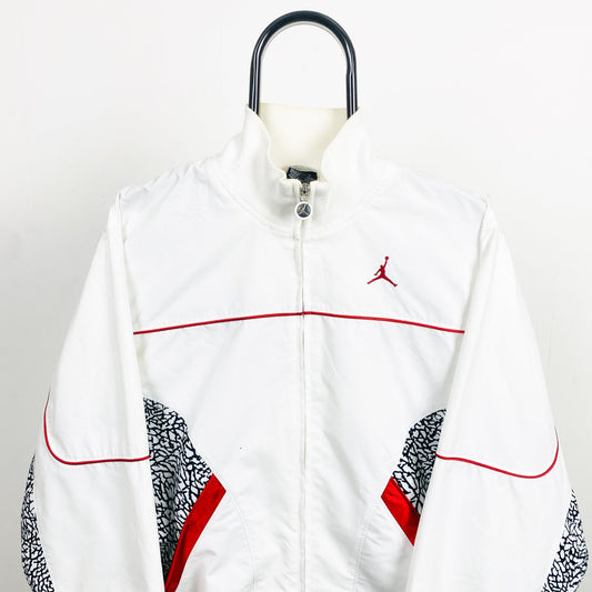 00s Nike Air Jordan Windbreaker Track Jacket White Small - Vintage Box