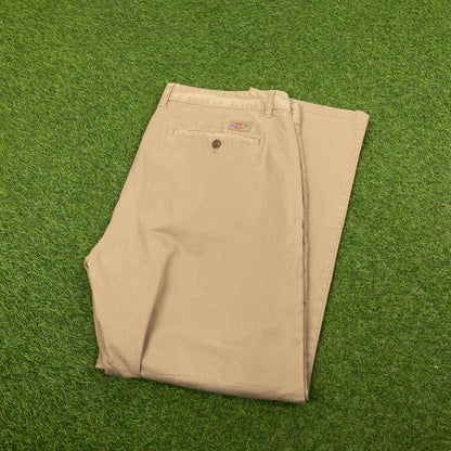 Retro Dickies Cargo Trousers Joggers Brown XL