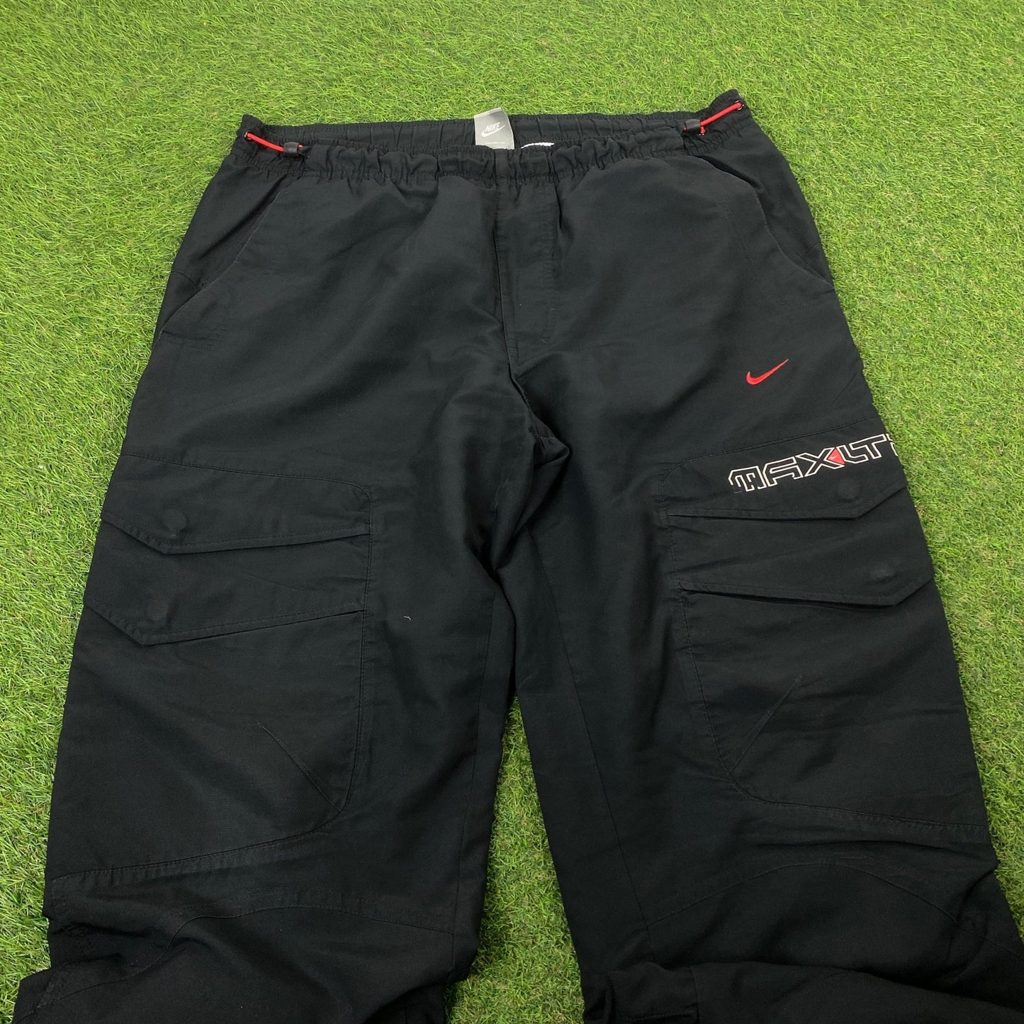 00s Nike Air Max Cargo Joggers Black Large - Vintage Box