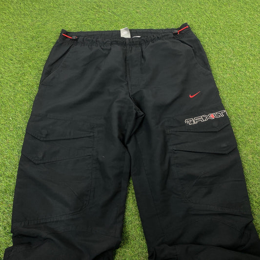 00s Nike Air Max Cargo Joggers Black Large - Vintage Box