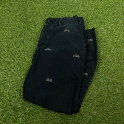 Retro Polo Ralph Lauren Motorbike Cargo Trousers Joggers Black Large