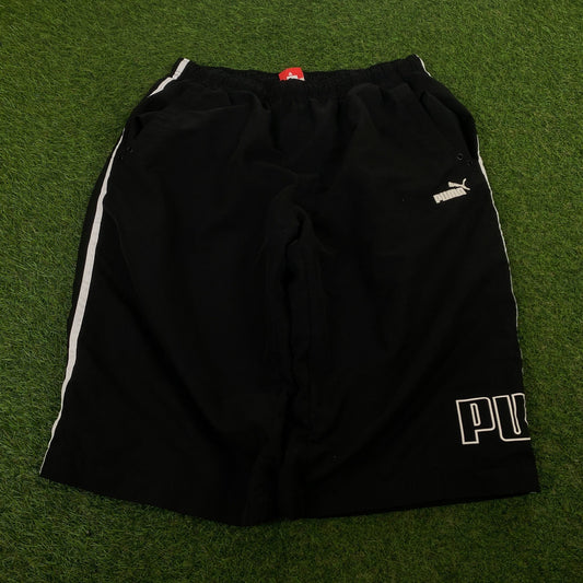 Retro Puma Shorts Black Large - Vintage Box