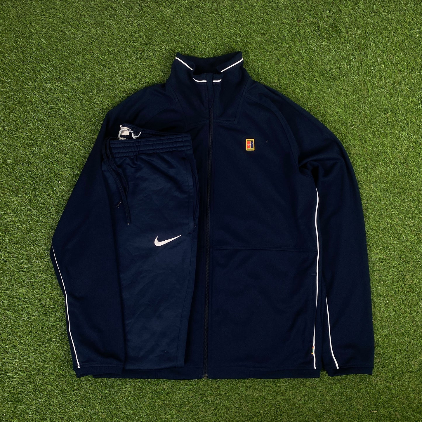 00s Nike Challenge Court Windbreaker Jacket + Joggers Set Blue Medium