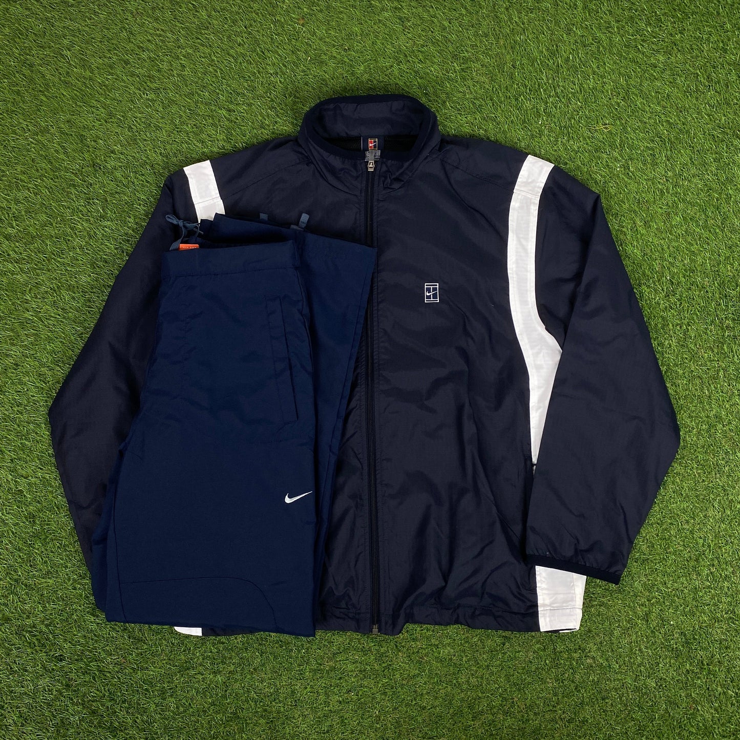 00s Nike Court Tracksuit Jacket + Joggers Set Blue Small