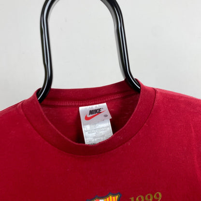 90s Nike Barcelona T-Shirt Red Womens Medium - Vintage Box