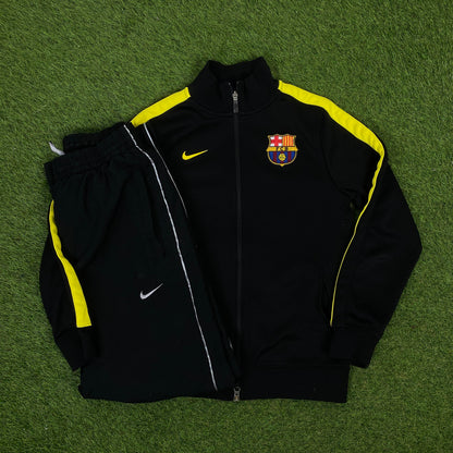 00s Nike Barcelona Piping Windbreaker Jacket + Joggers Set Black Small