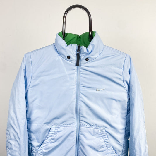 00s Nike Reversible Puffer Coat Jacket Blue Green Medium - Vintage Box