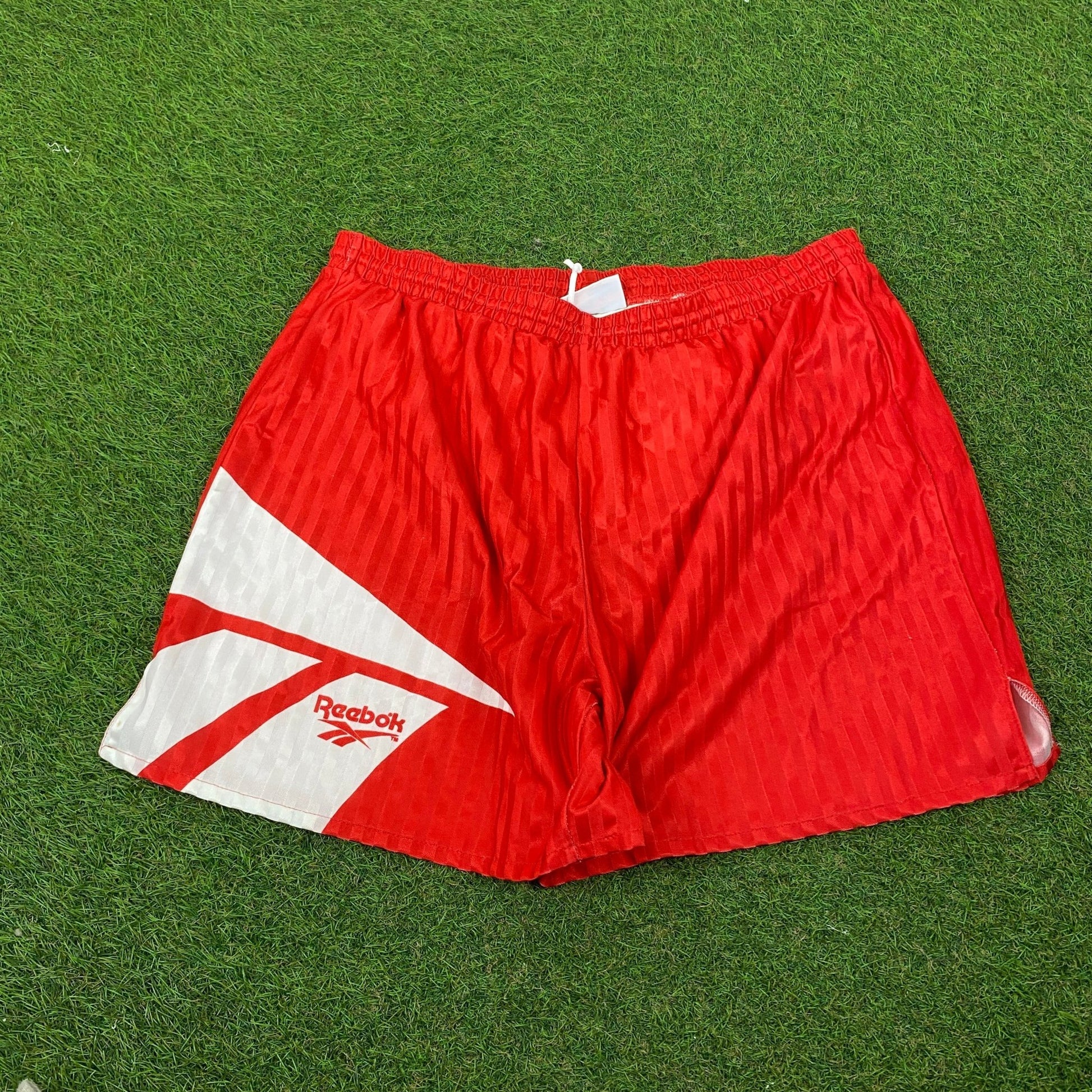 Retro Reebok Football Shorts Red XL - Vintage Box