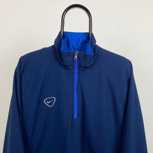 00s Nike Reversible 1/4 Zip Coat Jacket Blue XL - Vintage Box