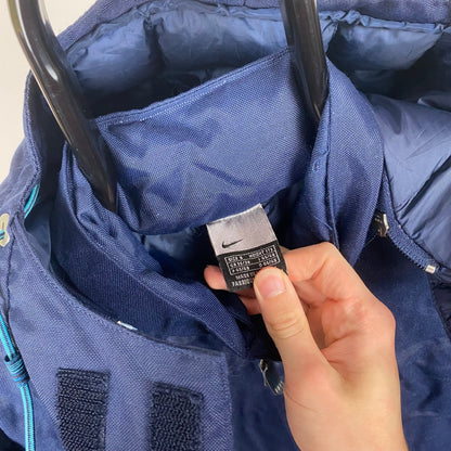 Vintage Nike Trench Coat Jacket Blue Small - Vintage Box