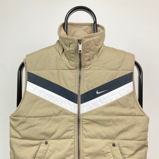 00s Nike Padded Gilet Jacket Brown Medium - Vintage Box