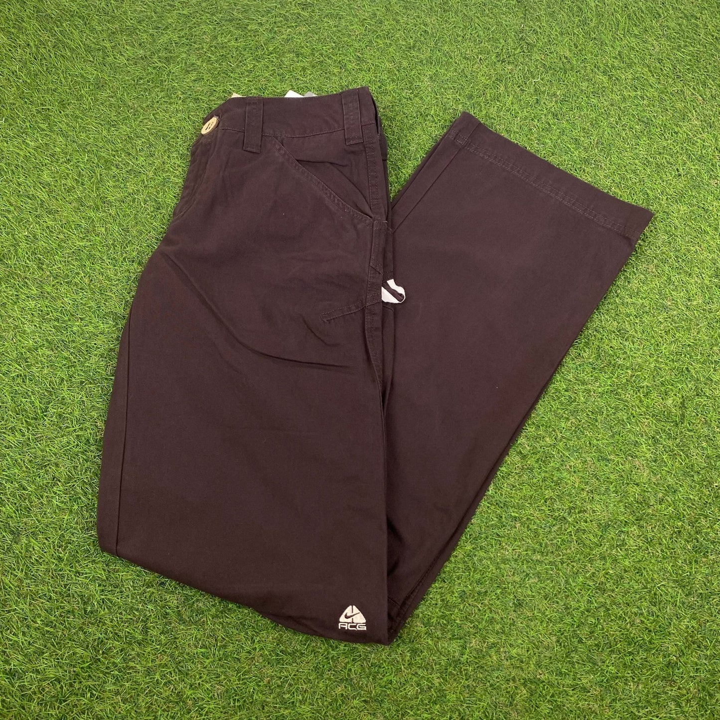 00s Nike ACG Cargo Trousers Joggers Brown XS - Vintage Box