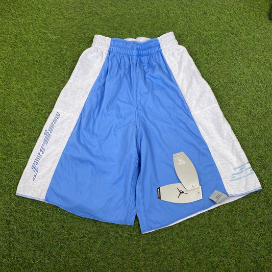 00s Nike Air Jordan Reversible Basketball Shorts Blue Medium - Vintage Box