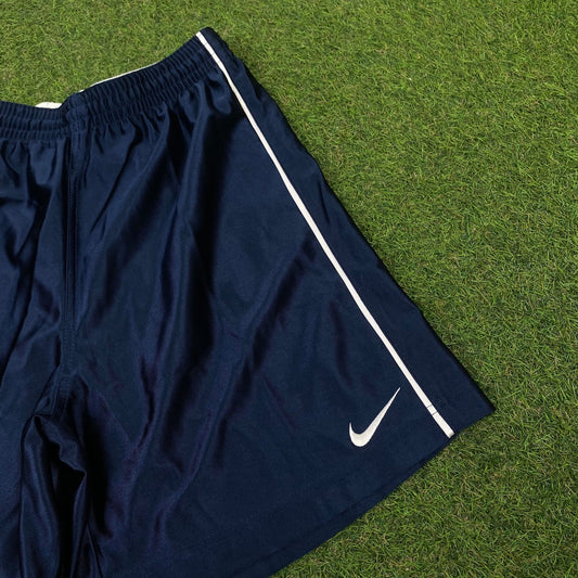 00s Nike Shiny Nylon Shorts Blue Small - Vintage Box