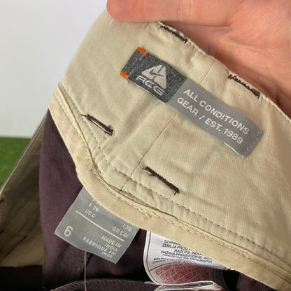 00s Nike ACG Cargo Trousers Joggers Brown XS - Vintage Box