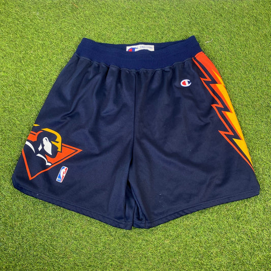 90s Champion Golden State Warriors Basketball Shorts Blue XL - Vintage Box