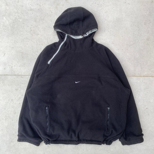 00s Nike Reversible Side Winder Fleece Coat Jacket Black Medium - Vintage Box