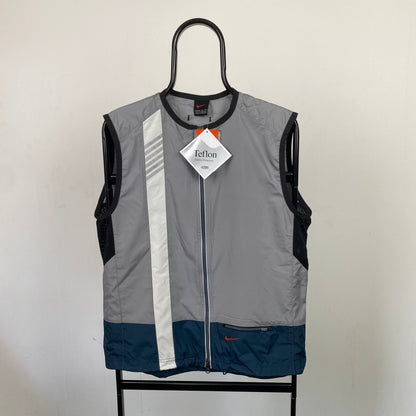 00s Nike Gilet Windbreaker Jacket Grey Medium - Vintage Box