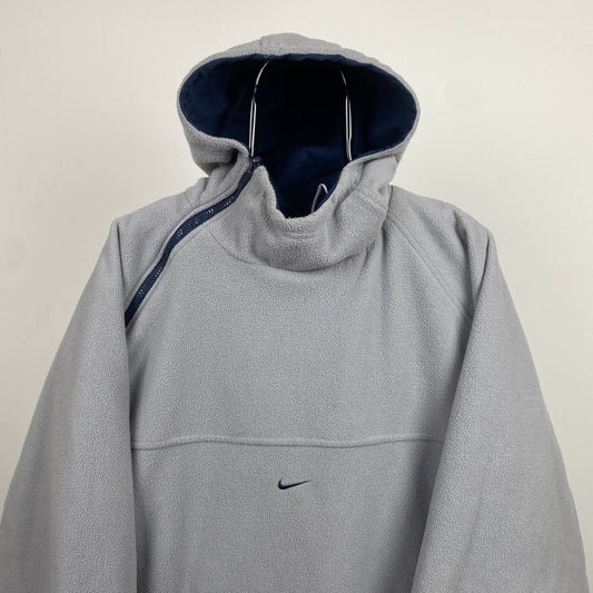 90s Nike Reversible Side Winder Fleece Jacket Blue Grey Large - Vintage Box