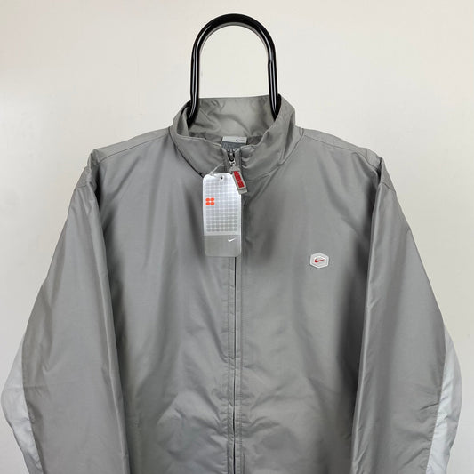 00s Nike Hex Windbreaker Jacket Grey Small - Vintage Box