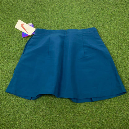 Vintage Nike Pleated Skirt With Pockets Blue Large - Vintage Box