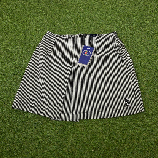 Vintage Nike Pinstripe Tennis Skirt Black Small - Vintage Box