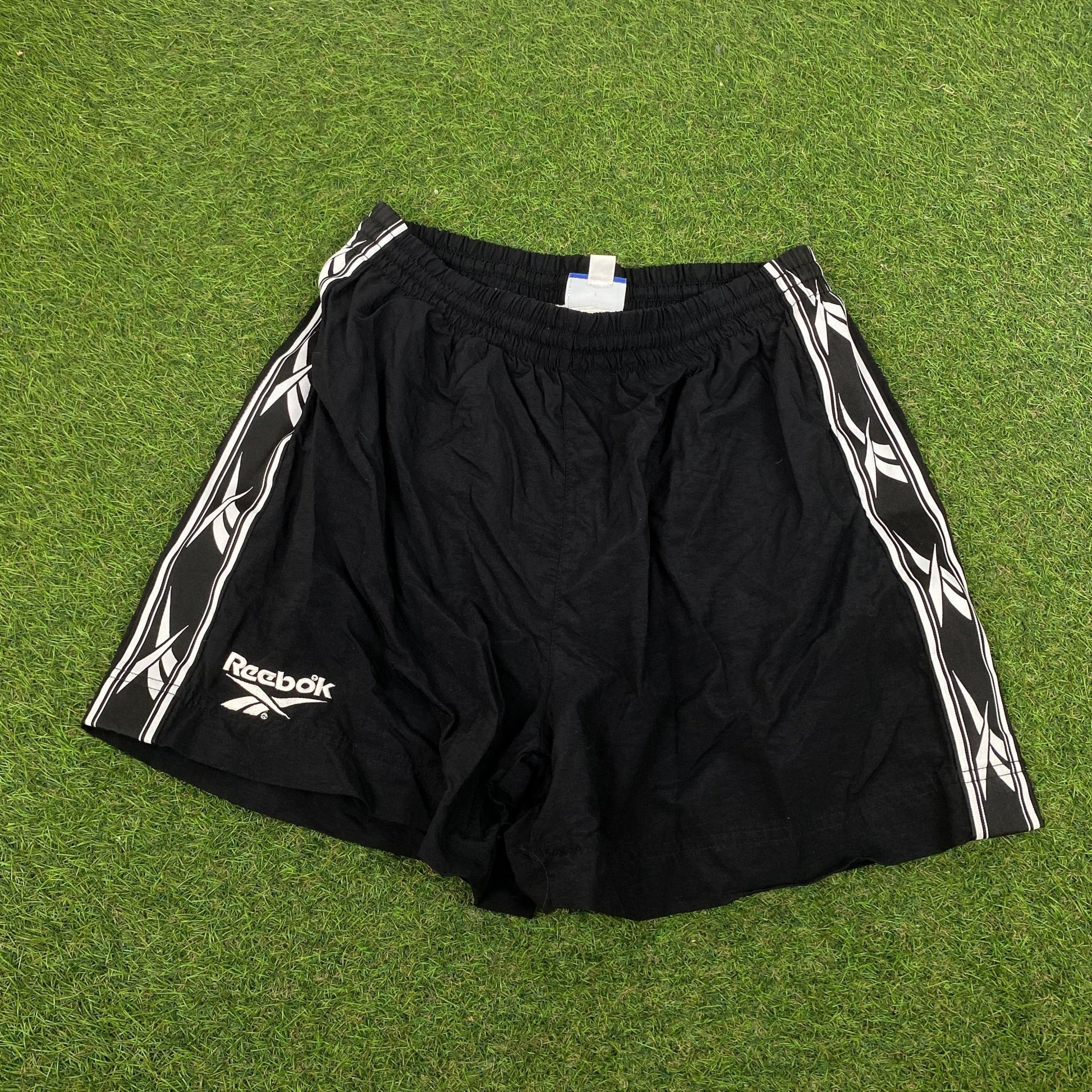 Retro Reebok Shorts Black Small - Vintage Box