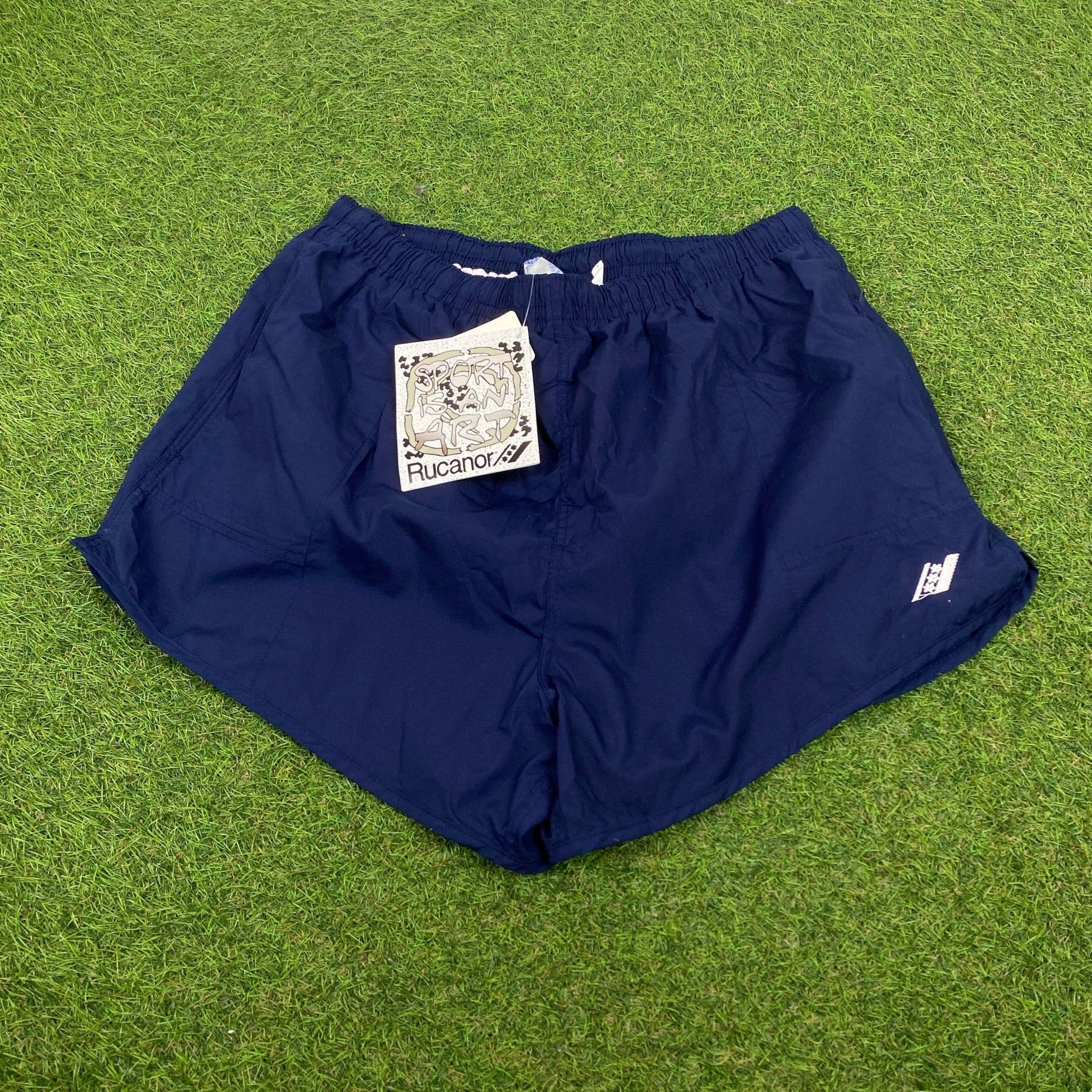 Retro Nylon Sprinter Shorts Blue Large - Vintage Box