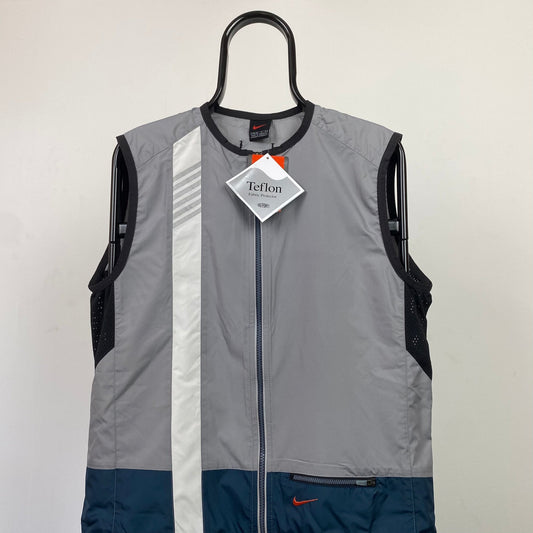 00s Nike Gilet Windbreaker Jacket Grey Medium - Vintage Box