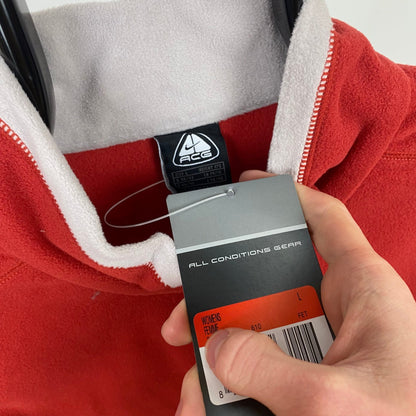 00s Nike ACG Fleece Gilet Jacket Red Large - Vintage Box