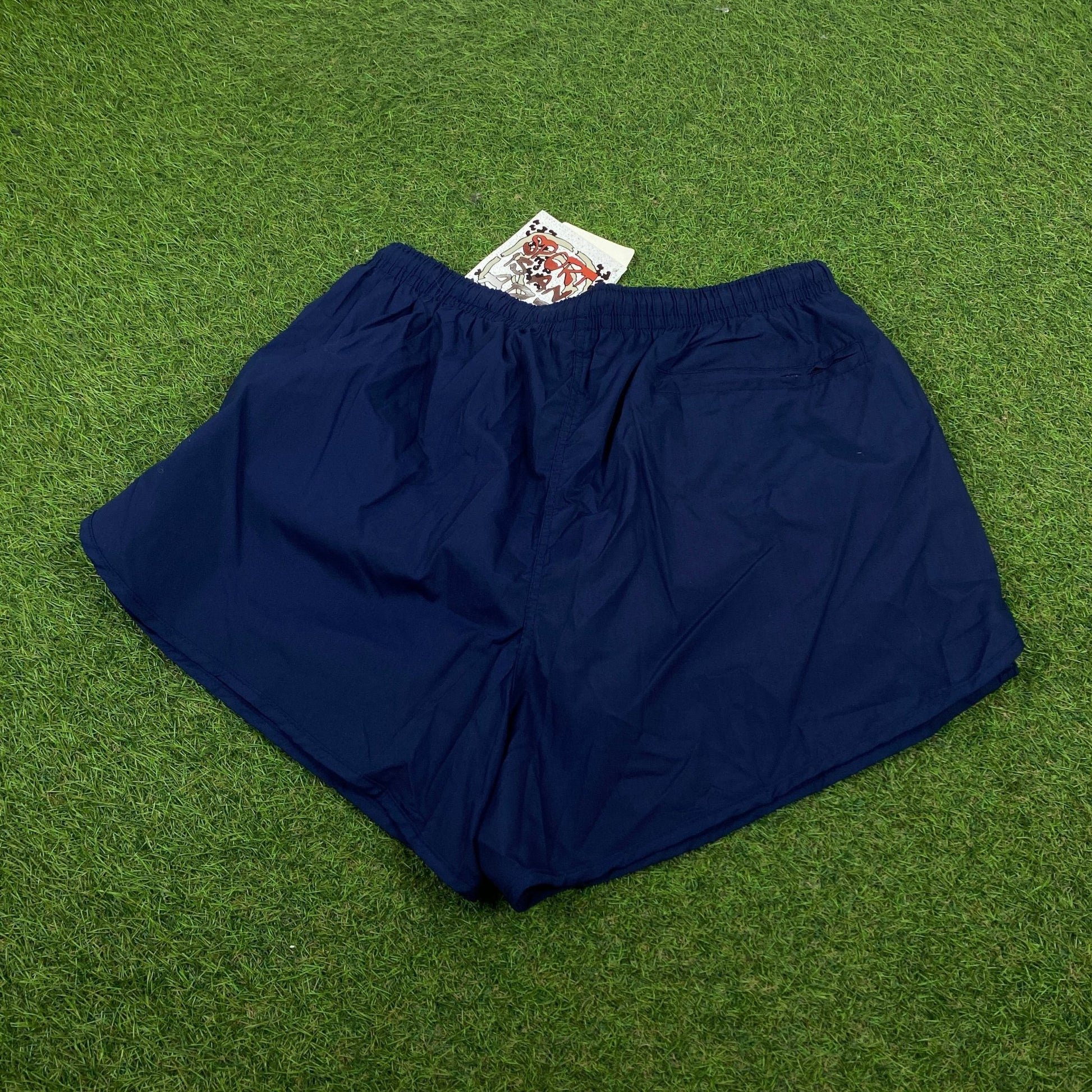 Retro Nylon Sprinter Shorts Blue Large - Vintage Box