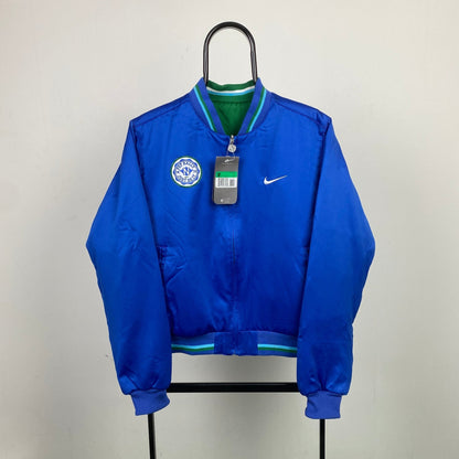 00s Nike Reversible Varsity Jacket Blue Large - Vintage Box