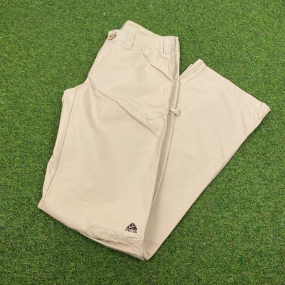 00s Nike ACG Cargo Trousers Joggers Light Brown Small - Vintage Box