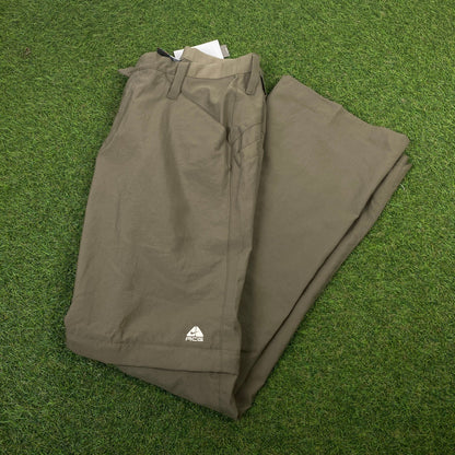 00s Nike ACG Zip Off Cargo Trousers Joggers Brown Small - Vintage Box