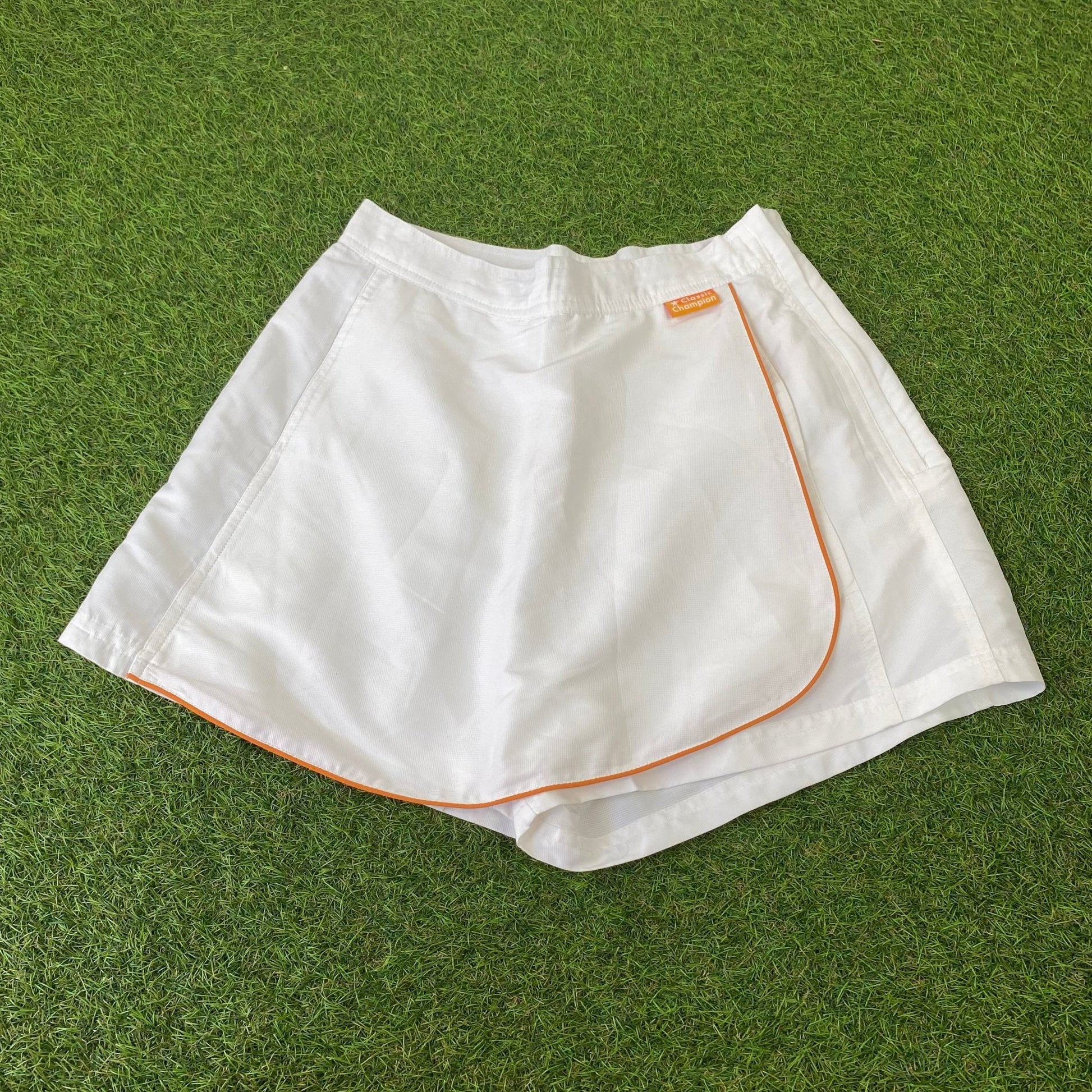 Retro Tennis Skirt With Pockets White Small UK8 - Vintage Box