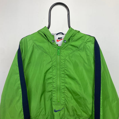 90s Nike Waterproof Cagoule Windbreaker Jacket Green Large - Vintage Box