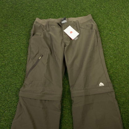 00s Nike ACG Zip Off Cargo Trousers Joggers Brown Small - Vintage Box