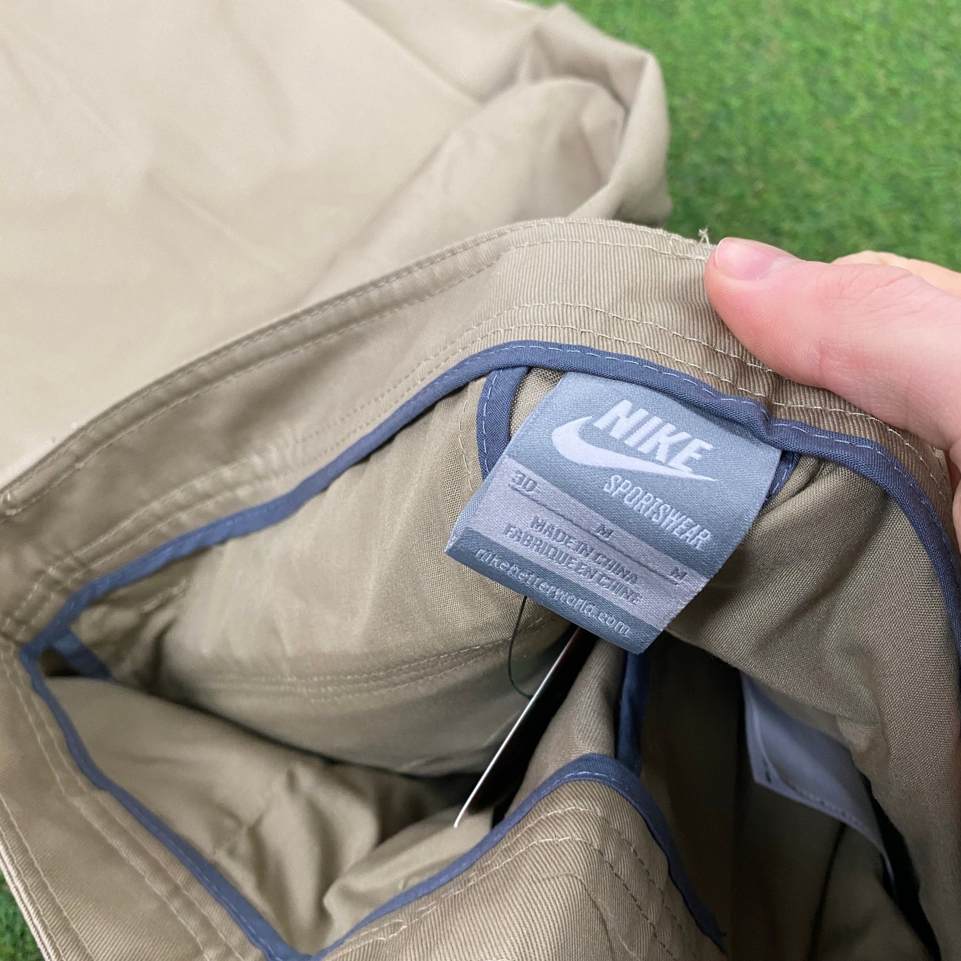 00s Nike Cargo Trousers Joggers Brown Small - Vintage Box