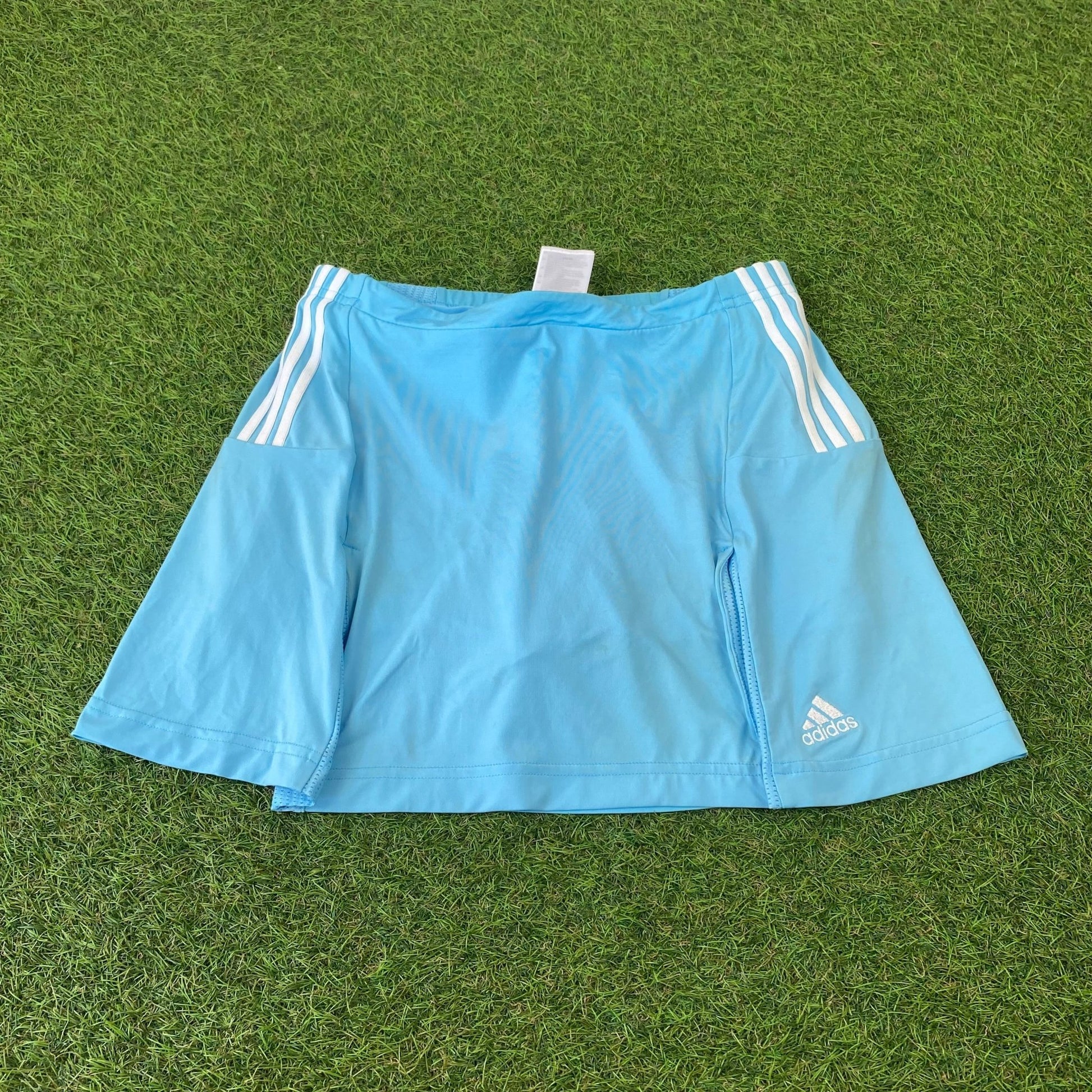 Retro Adidas Tennis Skirt Skort Baby Blue Small UK8 - Vintage Box