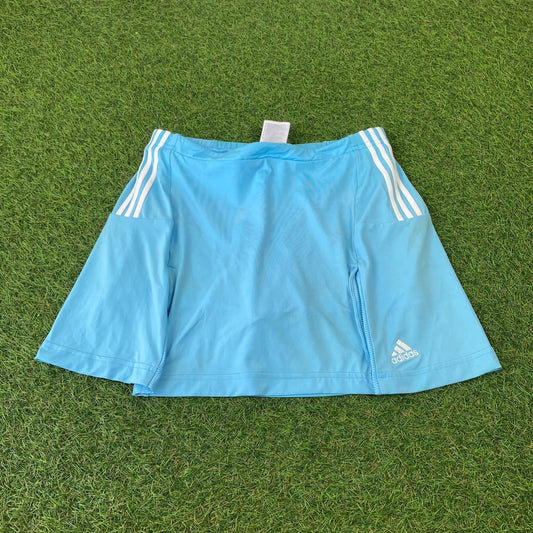 Retro Adidas Tennis Skirt Skort Baby Blue Small UK8 - Vintage Box