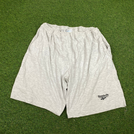Retro Reebok Cotton Shorts Grey XL - Vintage Box