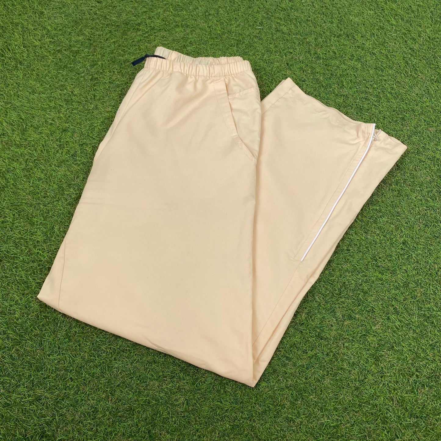 00s Nike Lightweight Linen Style Joggers Yellow Small - Vintage Box