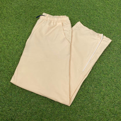 00s Nike Lightweight Linen Style Joggers Yellow Small - Vintage Box