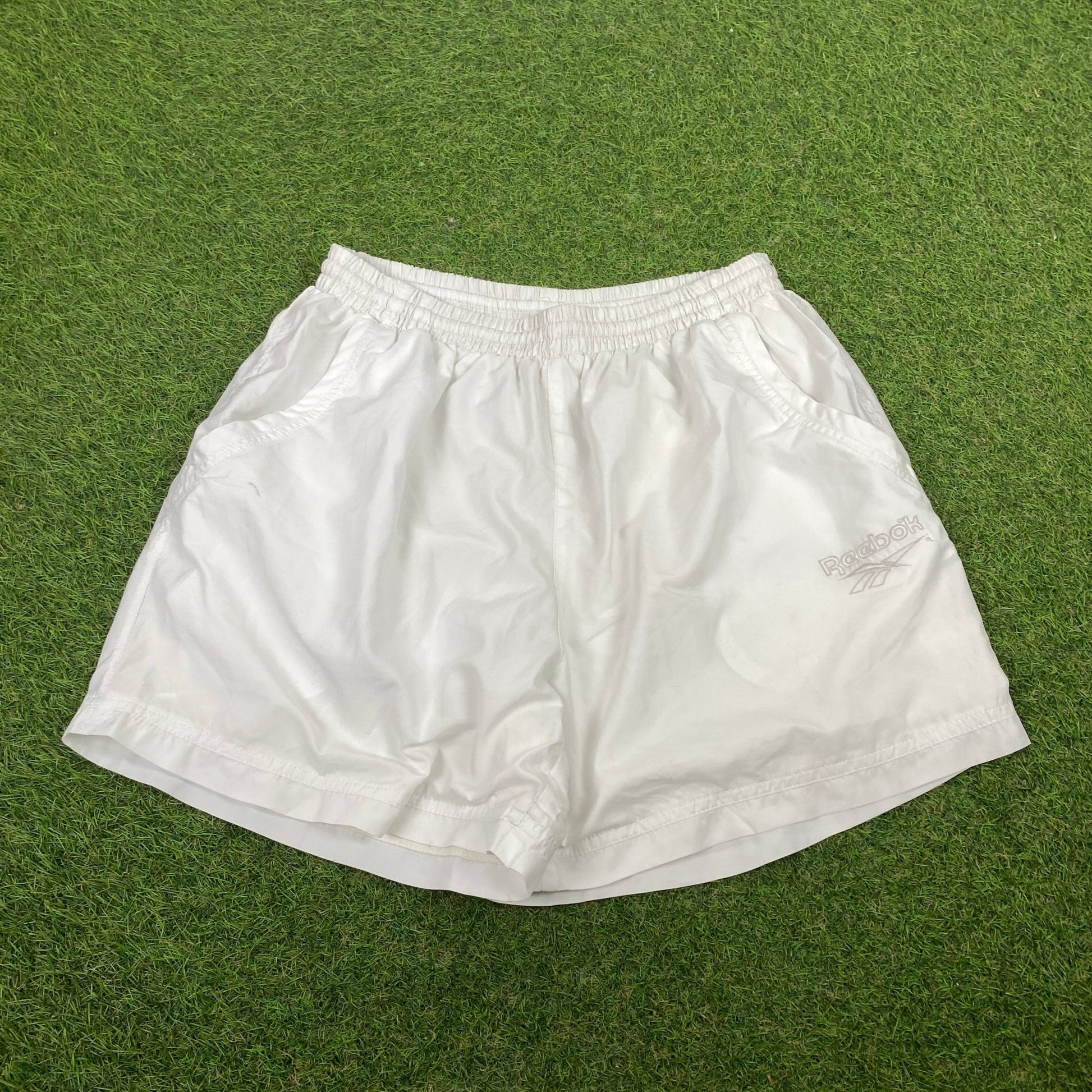 Retro Reebok Shorts White Large - Vintage Box