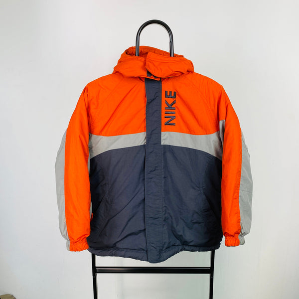 Vintage Nike Reversible Fleece Puffer Jacket Orange XS