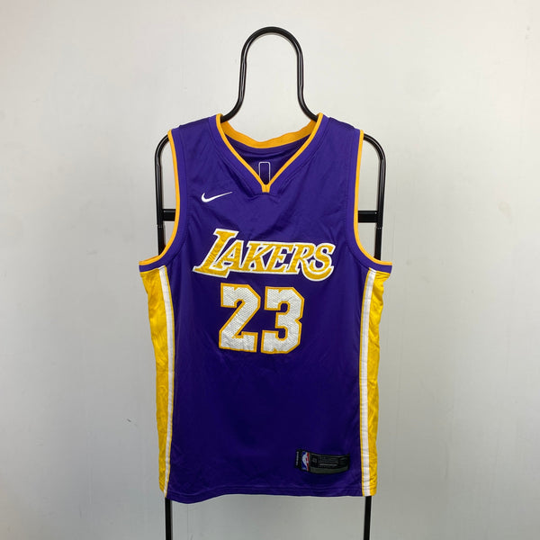 Vintage Nike Lakers James NBA Basketball Jersey Vest T-Shirt Purple XL