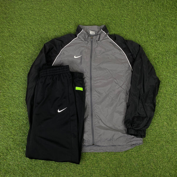 Vintage Nike Piping Tracksuit Jacket + Joggers Set Grey Small