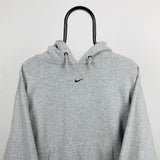 Vintage Nike Centre Swoosh Hoodie Grey Medium